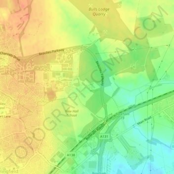 Carte topographique Bulls Lodge, altitude, relief