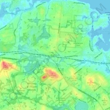 Carte topographique Black Rock, altitude, relief