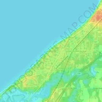 Carte topographique Gordon Beach, altitude, relief
