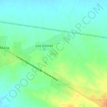 Carte topographique El Sur, altitude, relief