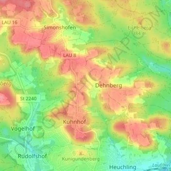 Carte topographique Egelsee, altitude, relief