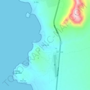 Carte topographique Las Tacas, altitude, relief