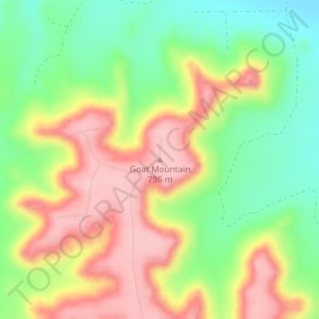 Carte topographique Goat Mountain, altitude, relief