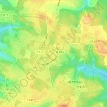 Carte topographique Paris, altitude, relief