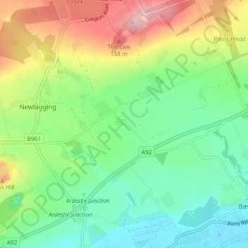 Carte topographique Carlungie, altitude, relief