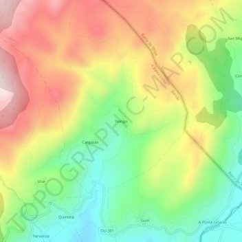 Carte topographique Trarigo, altitude, relief