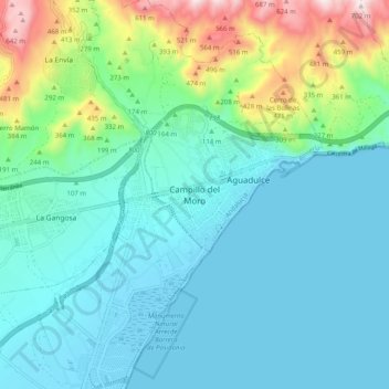 Carte topographique Campillo del Moro, altitude, relief