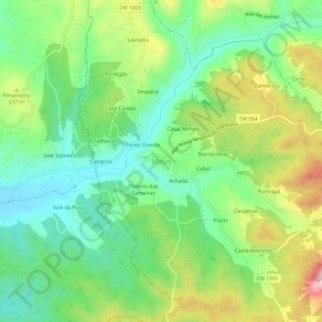 Carte topographique Matas, altitude, relief