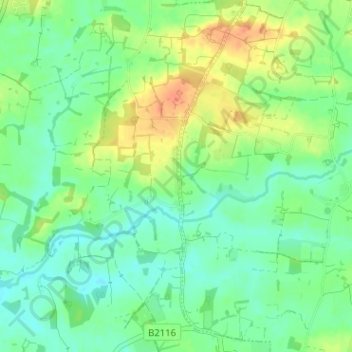 Carte topographique Wineham, altitude, relief