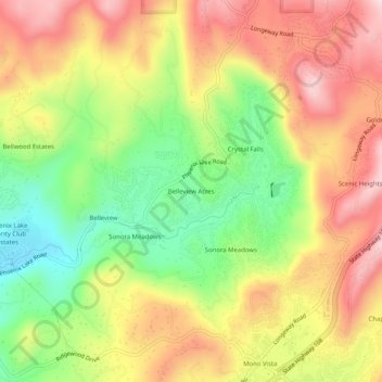 Carte topographique Belleview Acres, altitude, relief