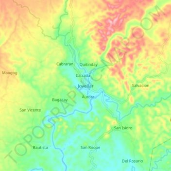 Carte topographique Jovellar, altitude, relief