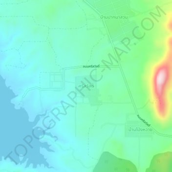 Carte topographique Si Sawat, altitude, relief
