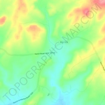 Carte topographique Sandy, altitude, relief