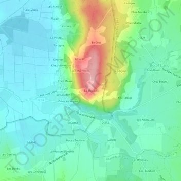 Carte topographique La Morille, altitude, relief