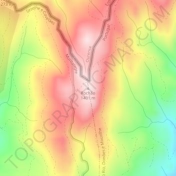 Carte topographique Rochão, altitude, relief