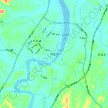Carte topographique 琴城镇, altitude, relief