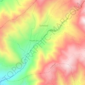 Carte topographique Pariacaca, altitude, relief
