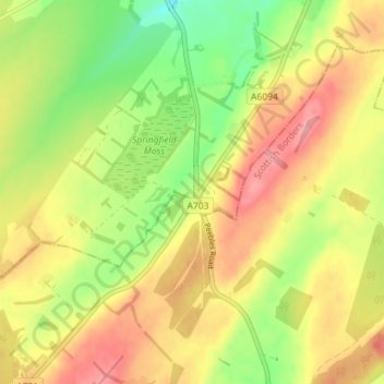 Carte topographique Leadburn, altitude, relief