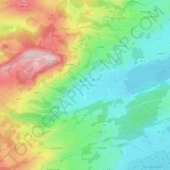 Carte topographique Niedersonthofen, altitude, relief