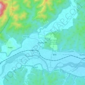 Carte topographique Doimukh, altitude, relief