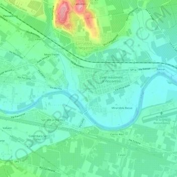 Carte topographique Settimo, altitude, relief