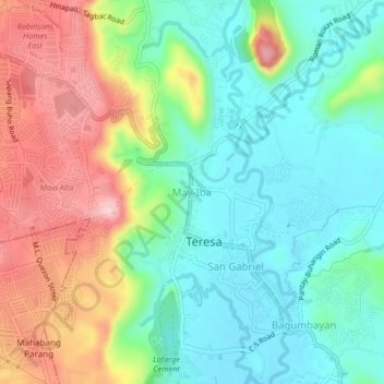 Carte topographique May-Iba, altitude, relief