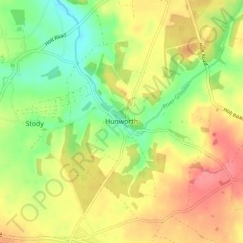 Carte topographique Hunworth, altitude, relief