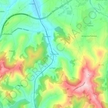 Carte topographique Fontaciera, altitude, relief