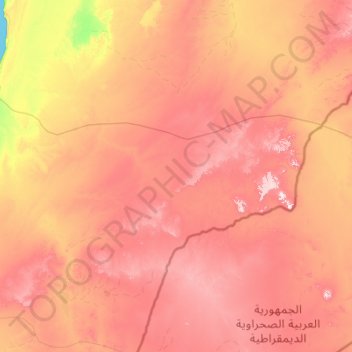 Carte topographique Dakhla-Oued Ed-Dahab, altitude, relief