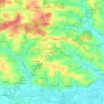 Carte topographique Wolfeck, altitude, relief