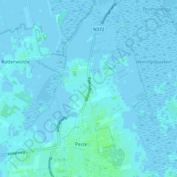 Carte topographique Peizerwold, altitude, relief