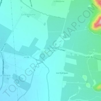 Carte topographique El Carmen, altitude, relief