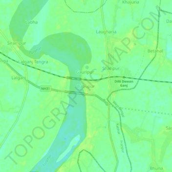 Carte topographique Babupur, altitude, relief