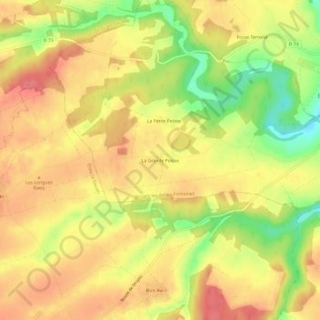 Carte topographique La Grande Poisse, altitude, relief