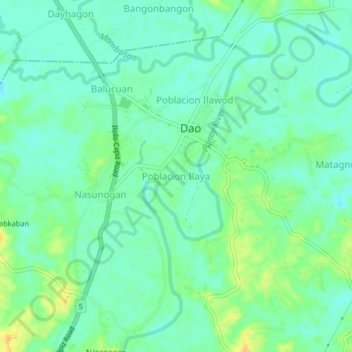 Carte topographique Poblacion Ilaya, altitude, relief