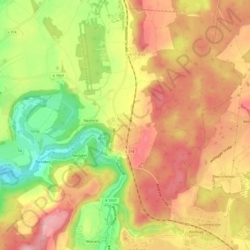 Carte topographique Alttann, altitude, relief