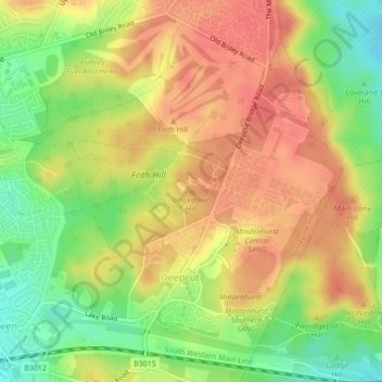 Carte topographique Blackdown Hill, altitude, relief