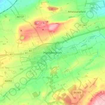 Carte topographique Haddington, altitude, relief