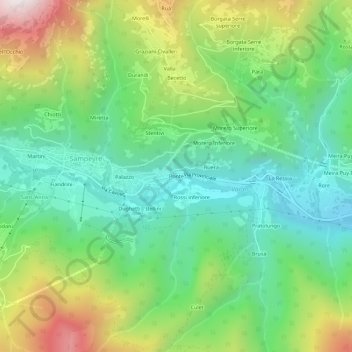 Carte topographique Ponte, altitude, relief