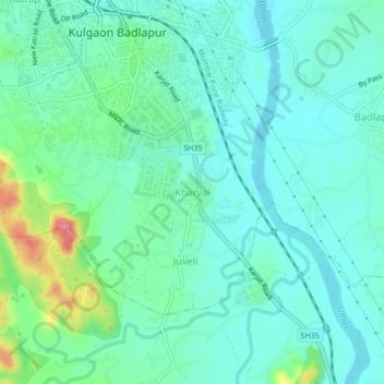 Carte topographique KHARVAI NAKA, altitude, relief