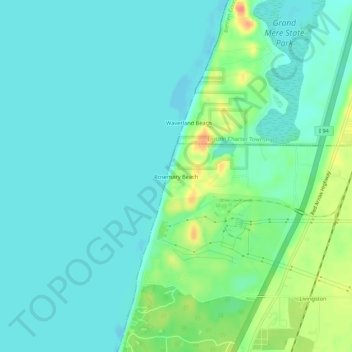 Carte topographique Rosemary Beach, altitude, relief