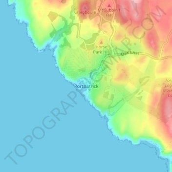 Carte topographique Portpatrick, altitude, relief