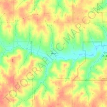 Carte topographique Barney, altitude, relief