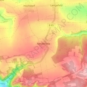 Carte topographique Neckeroda, altitude, relief