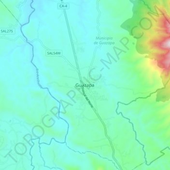 Carte topographique Guazapa, altitude, relief