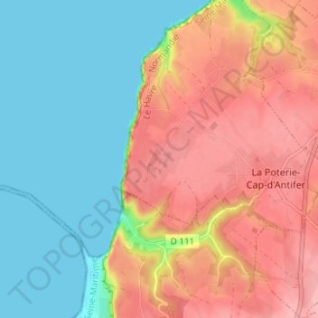 Carte topographique Le Presbytère, altitude, relief