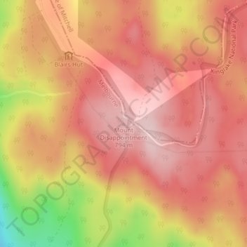 Carte topographique Mount Disappointment, altitude, relief