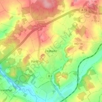 Carte topographique Zedtwitz, altitude, relief