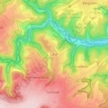 Carte topographique Mausbach, altitude, relief