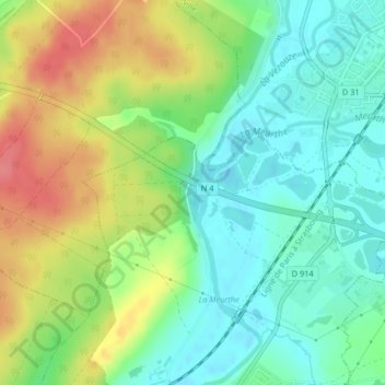 Carte topographique Vers Saint-Anne, altitude, relief